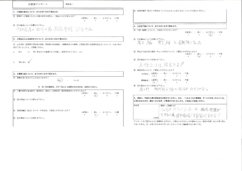 今回の満足度：・・・